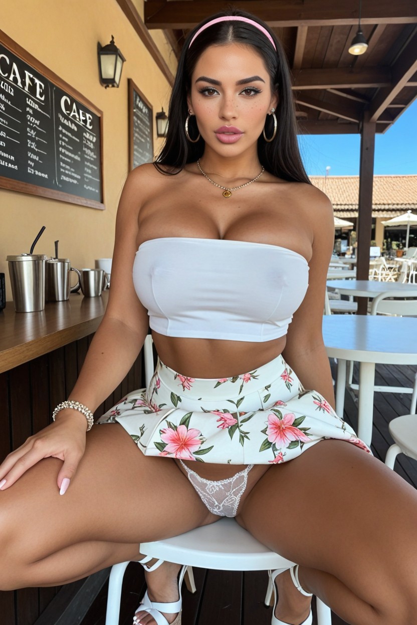 Perky Rounded Tits, Puffy Erect Nipples, Cafe AI Porn