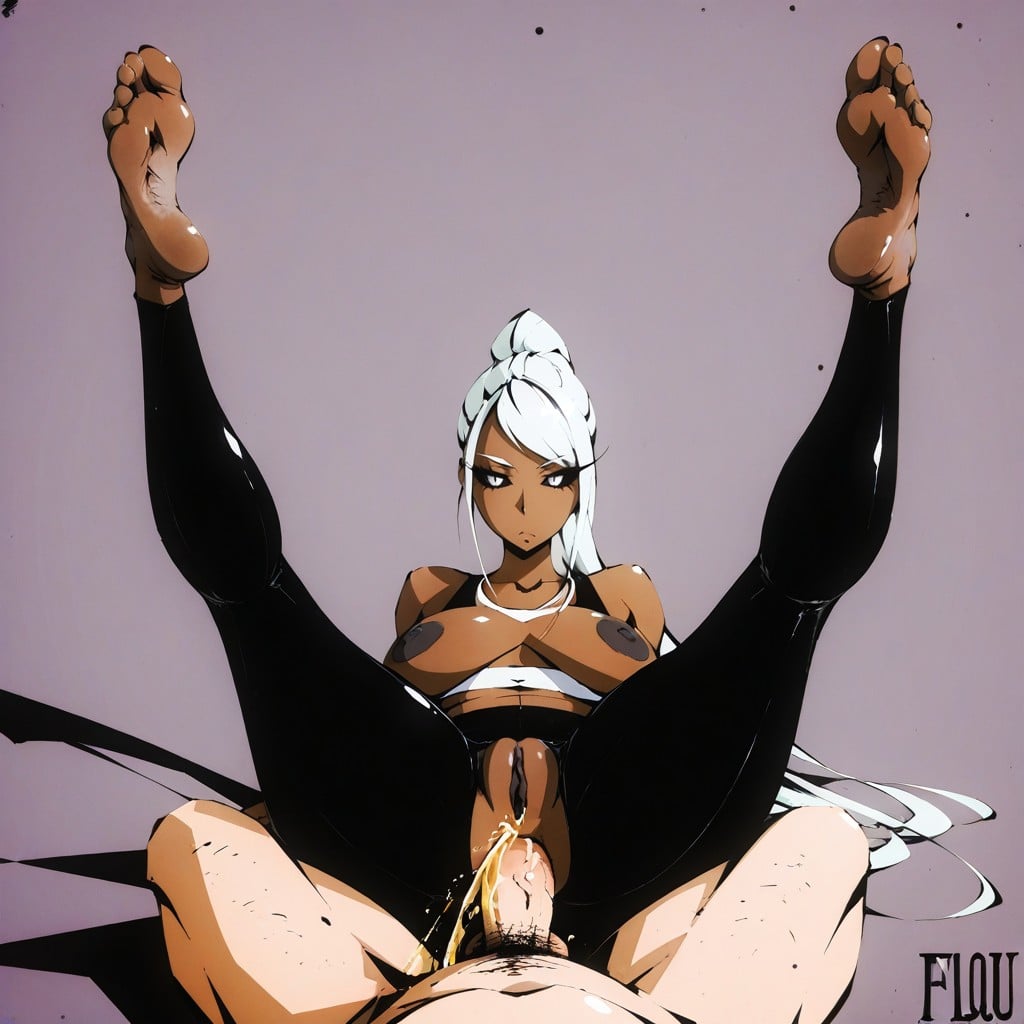Tall Woman, Extreme Zoom Of Soles, White Hair Hentai AI Porn