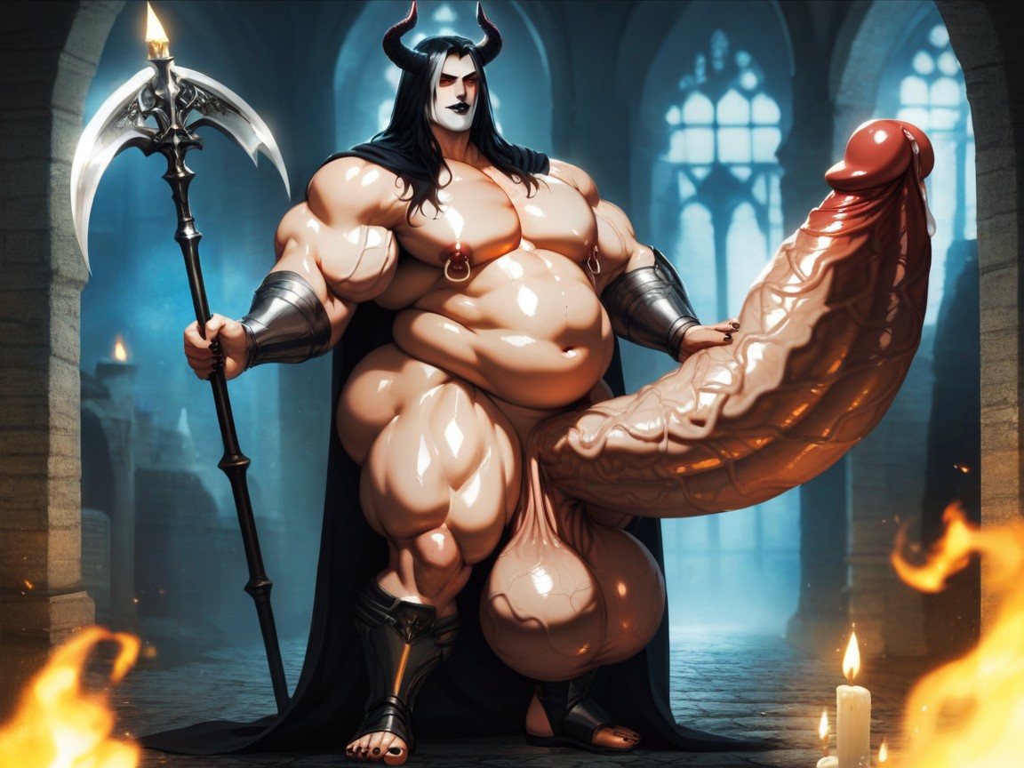 Masculine Body, Shaved Body, Fantasy Castle Setting AI Gay Porn