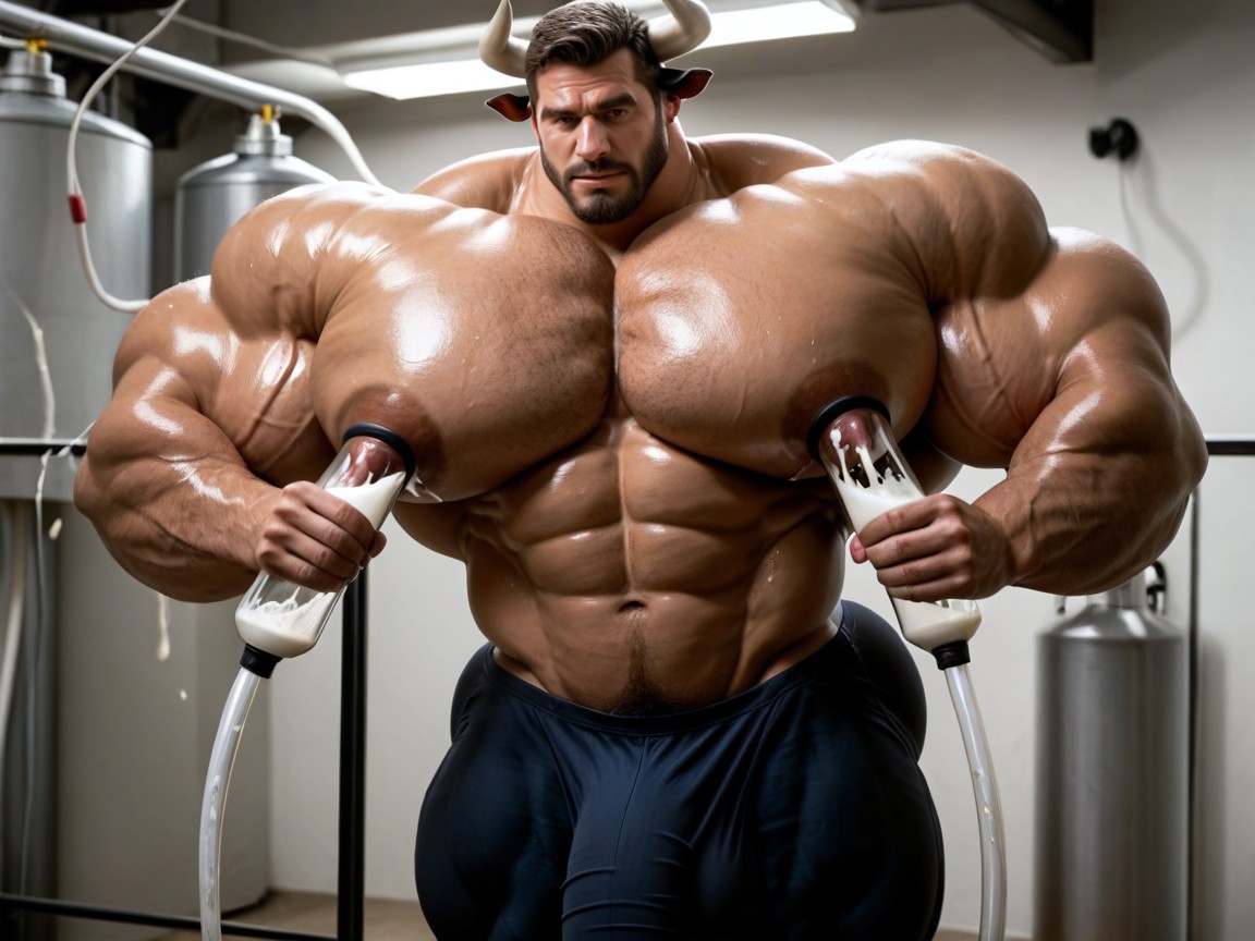 Massive Muscles, Veiny Penis, Lactation AI Gay Porn