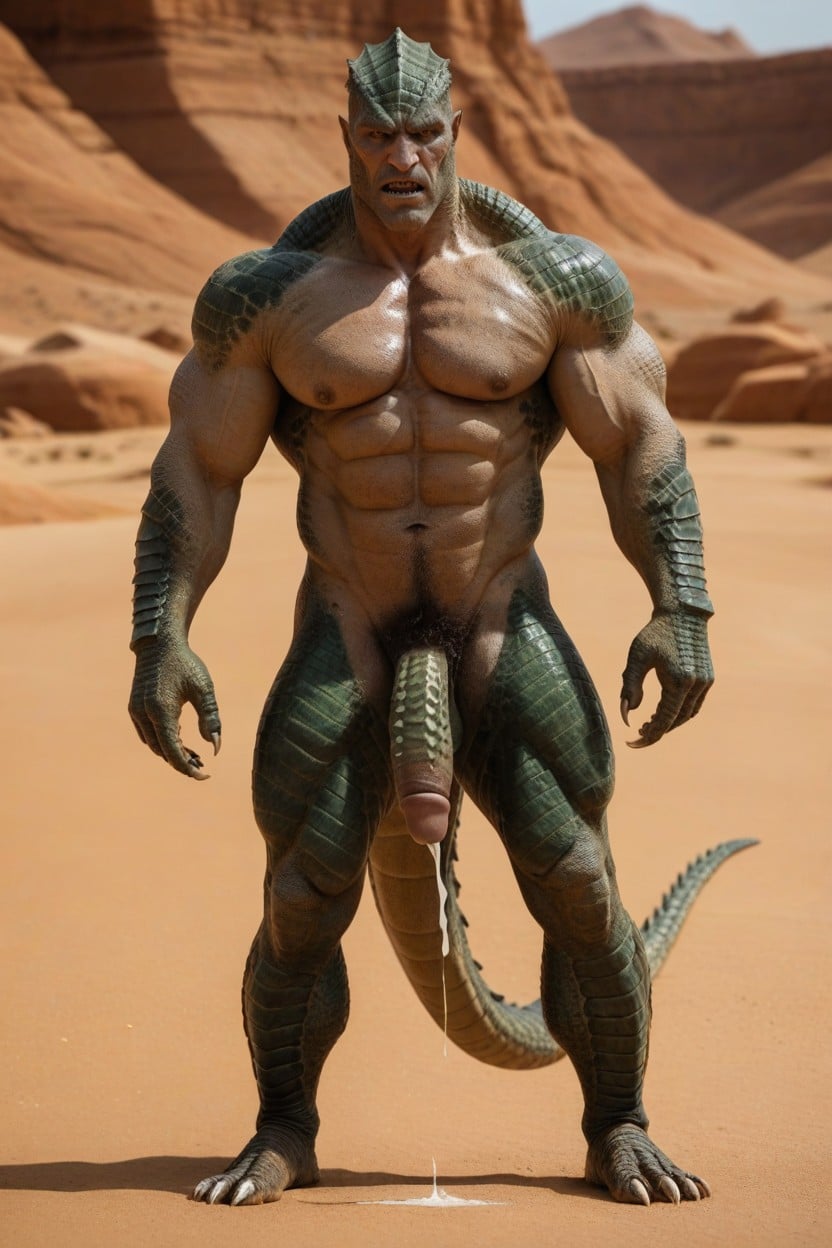 Dual Hemipenes Structure For Erotic Detail, Clawed Hands With Four Talon-tipped Digits Curved Sharply, Milking Stroking Action On The Penis AI Gay Porn