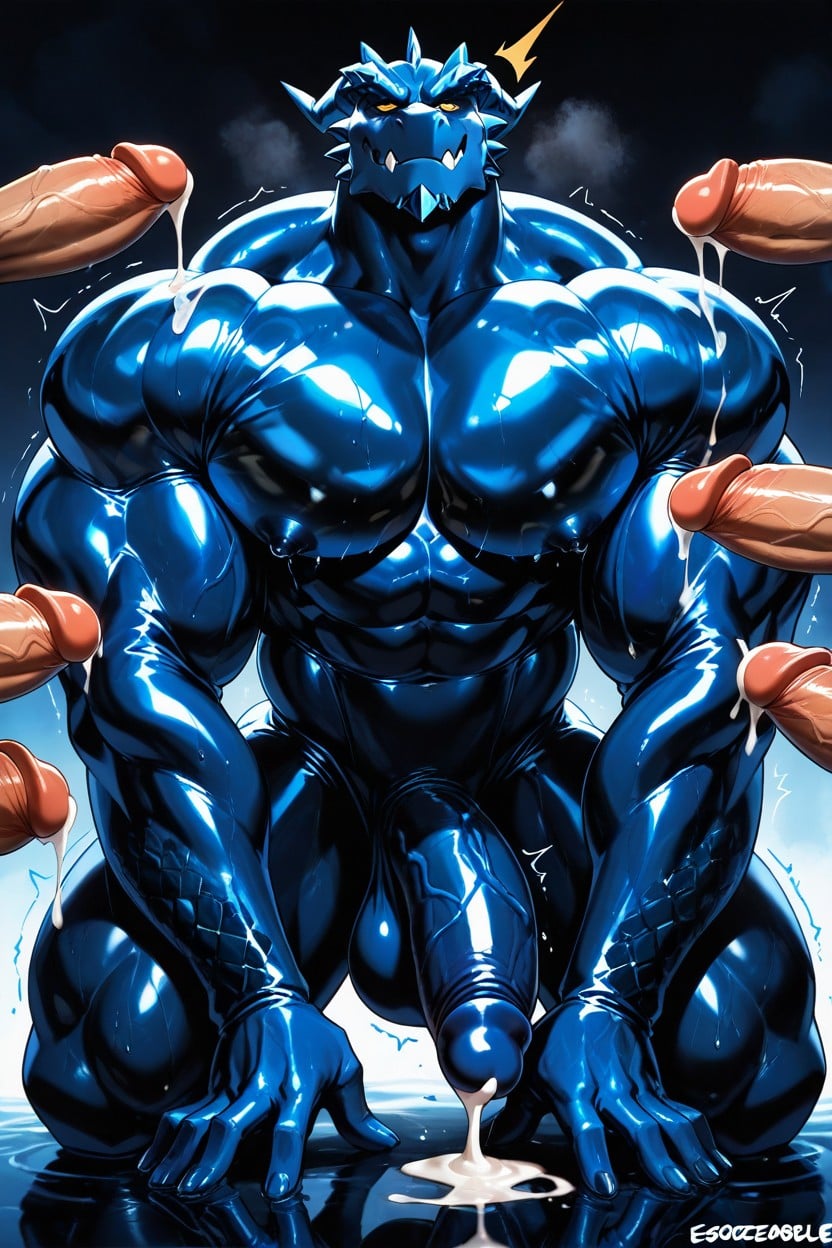 Erected Cock, The Ground Is Latex Sea, Big Balls AI Gay Porn
