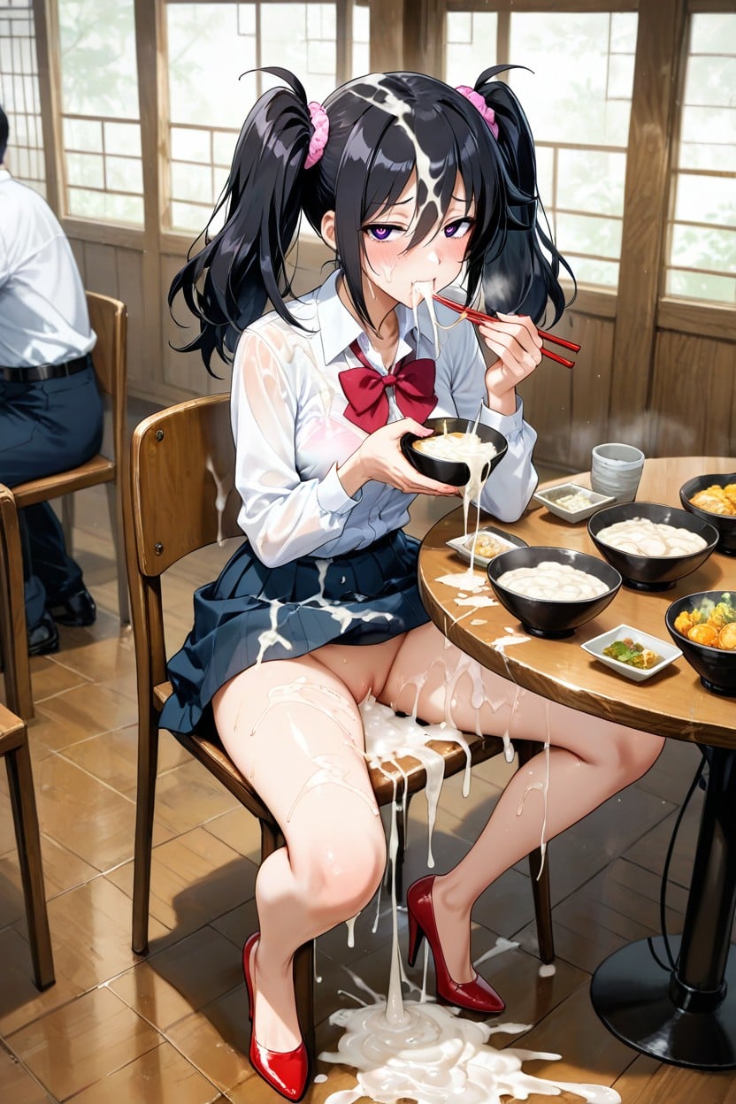 Excessive Cum, Cum On Body, Holding Chopsticks Hentai IA