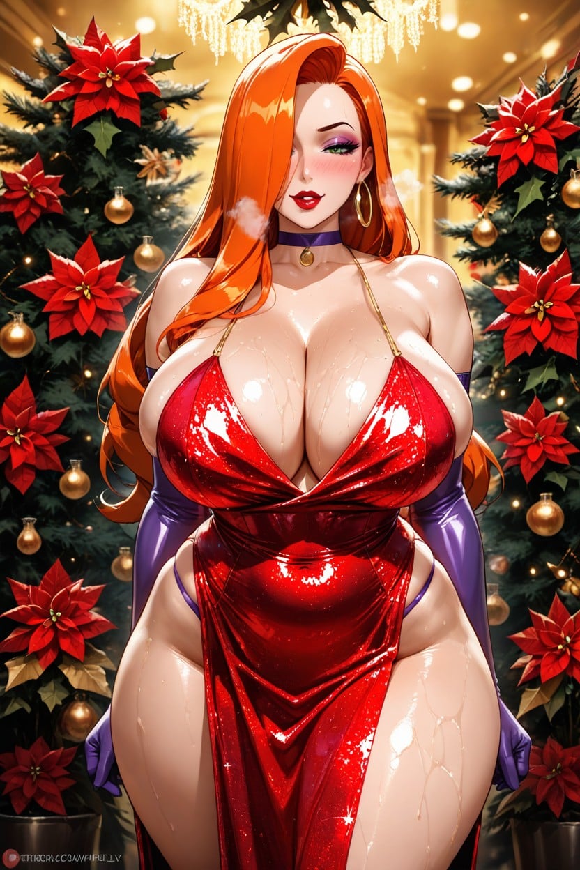 Holiday Party, Massive Breast, Sequin Dress Hentai AI Porn