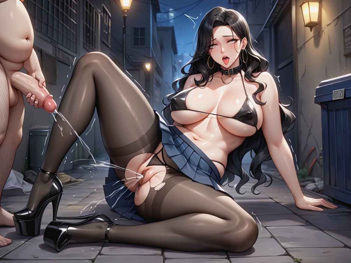 Korean Long Wavy Hair, Ahegao, Oiled Skin Hentai AI Porn