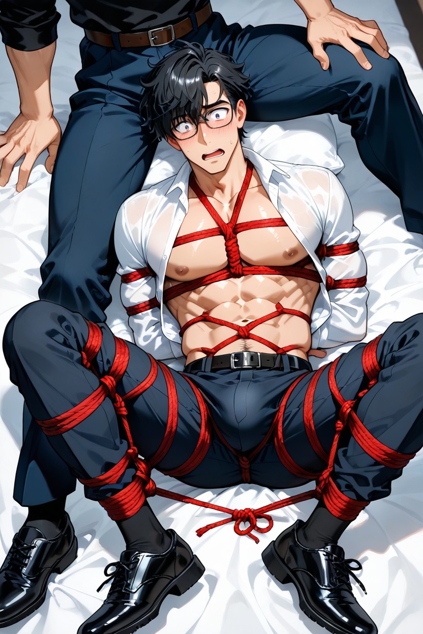 Work Shoes, Detailed Eyes, Work Pants With Belt AI Gay Porn
