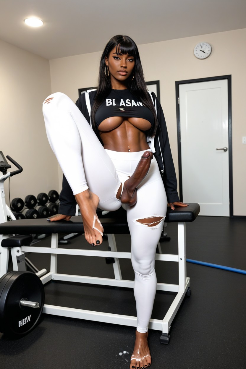 Standing, Very Dark Skin, Wide Hips 쉬메일 AI 포르노