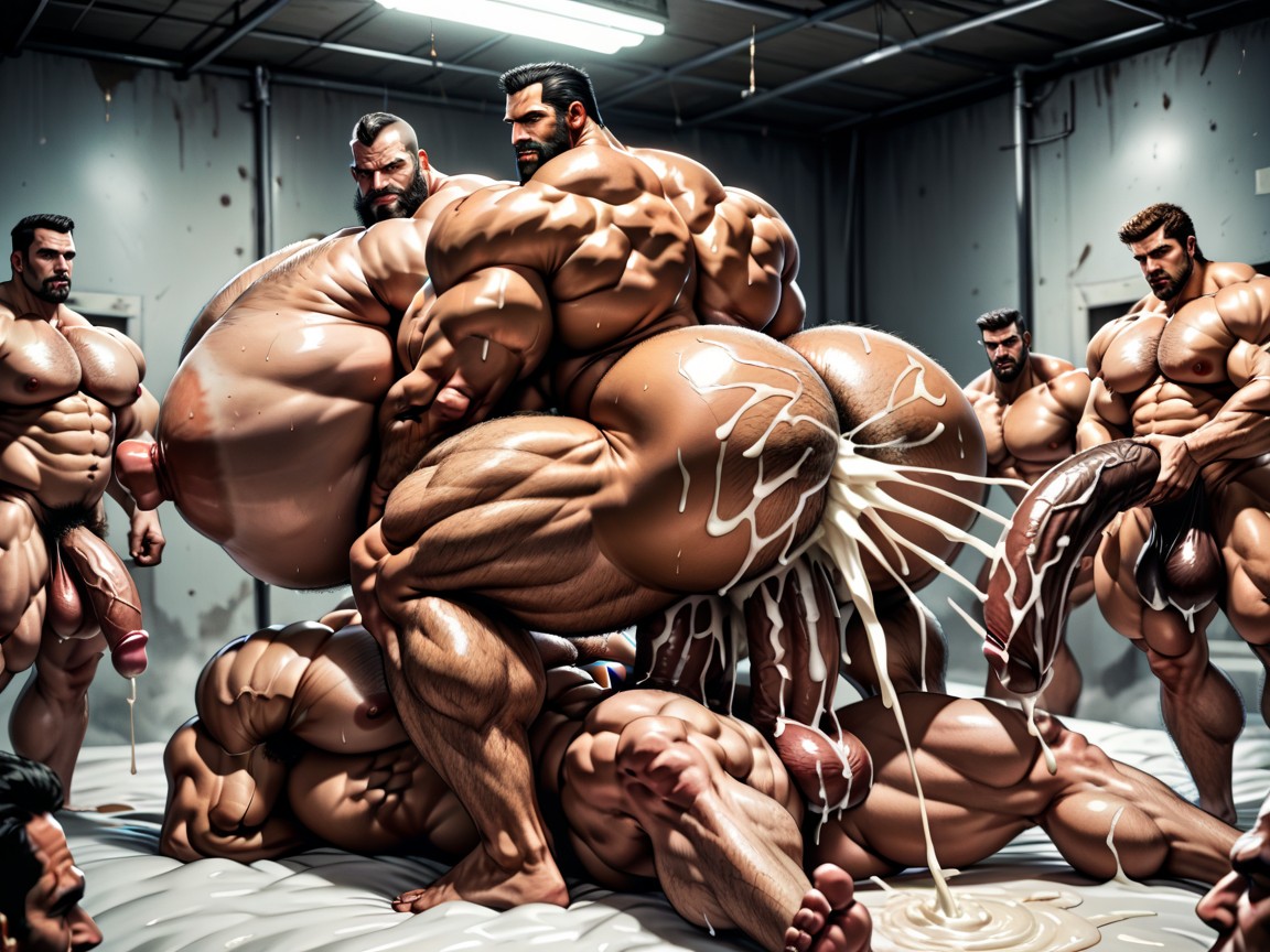 Many Impossibly Huge Hyper Long Cocks, Hyper Massive Ass, Thick AI Gay Porn