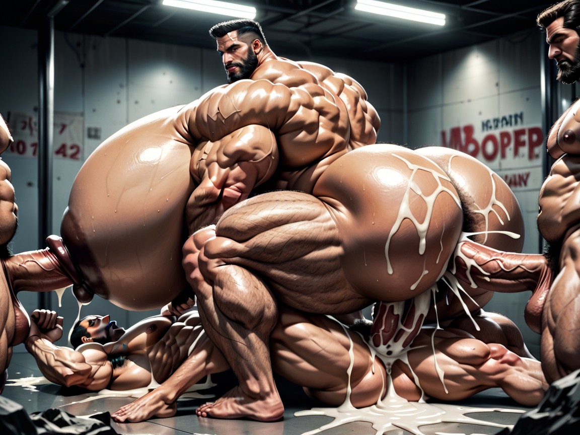 Oiled Skin, Extremely Large Ass, Laying AI Gay Porn