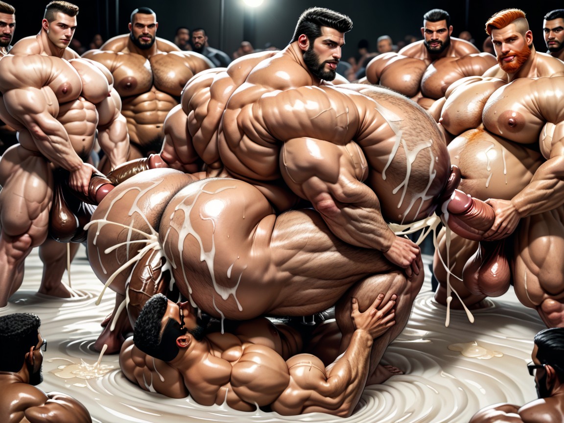Hyper Breasts, Thick Bearded, Oiled Skin AI Gay Porn