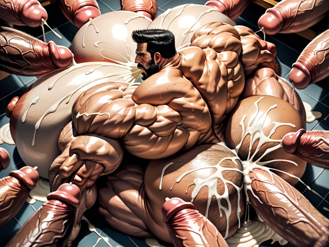 Massive Muscles, Many Huge Hyper Thick Cocks Everywhere, Hyper Massive Ass AI Gay Porn