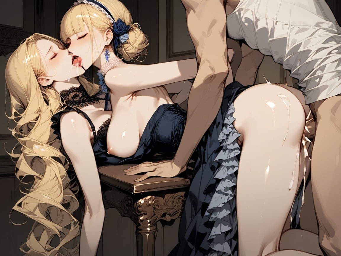 Victorian Dress, Glossy Lipstick, Ass Up AI Porn