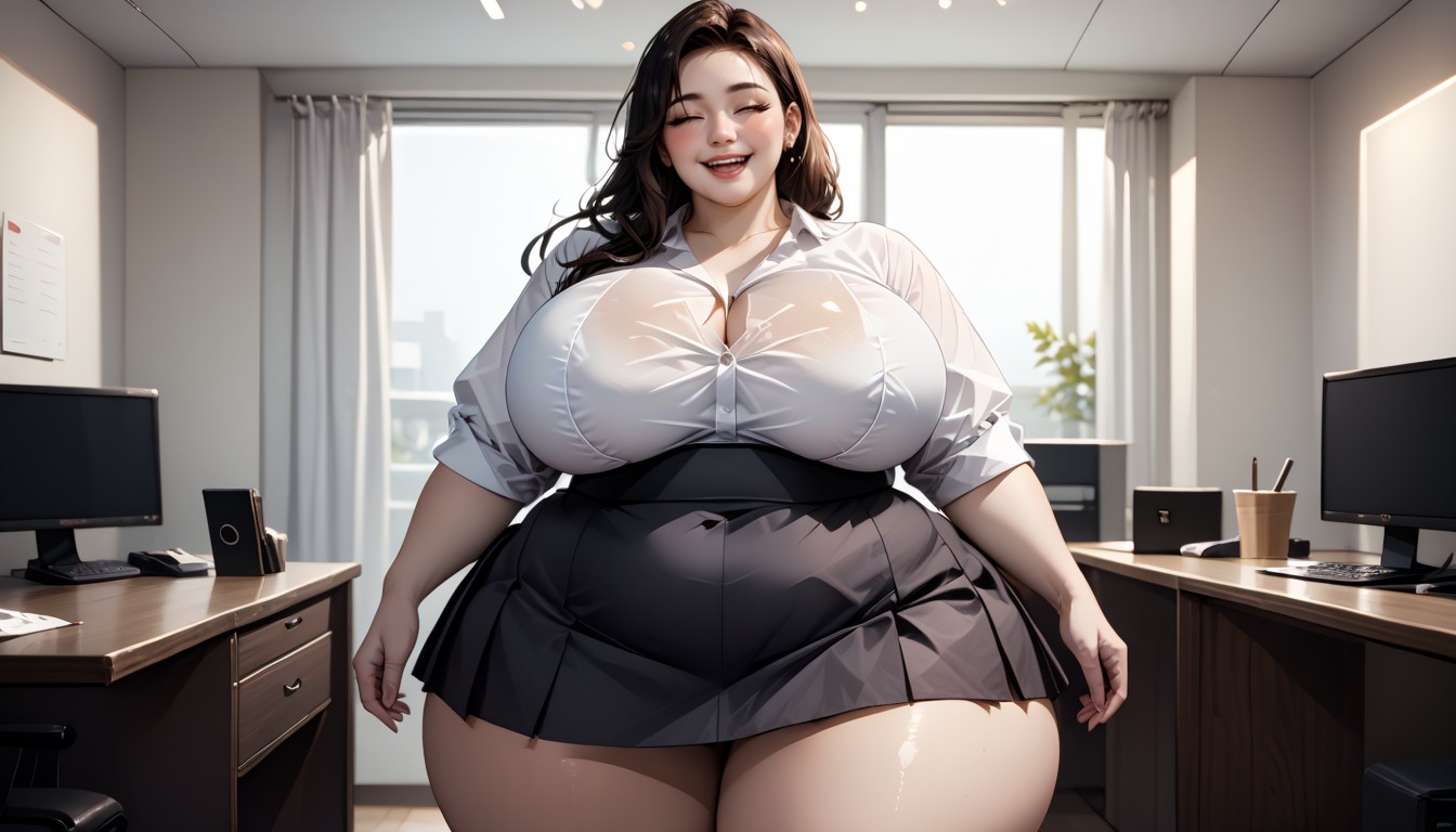 Absurdly Exaggerated Massive Fat Breasts, 18+, Happy BBW AI Porn