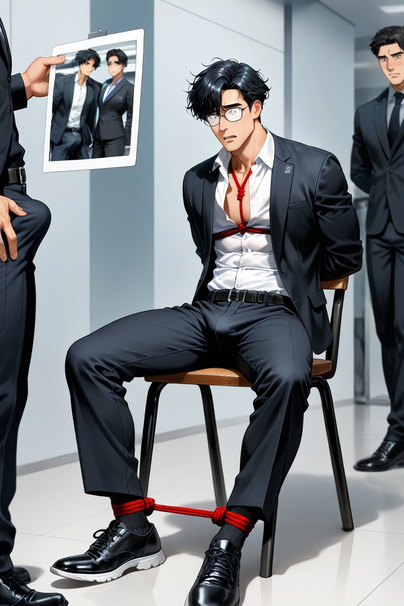 Black Work Shoes, 2 People, Arms Behind Back AI Gay Porn