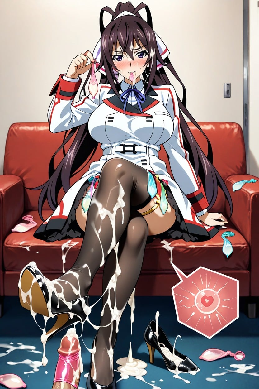 Clothes Covered On Semen, Footjob, Drenched In Cum Hentai AI Porn