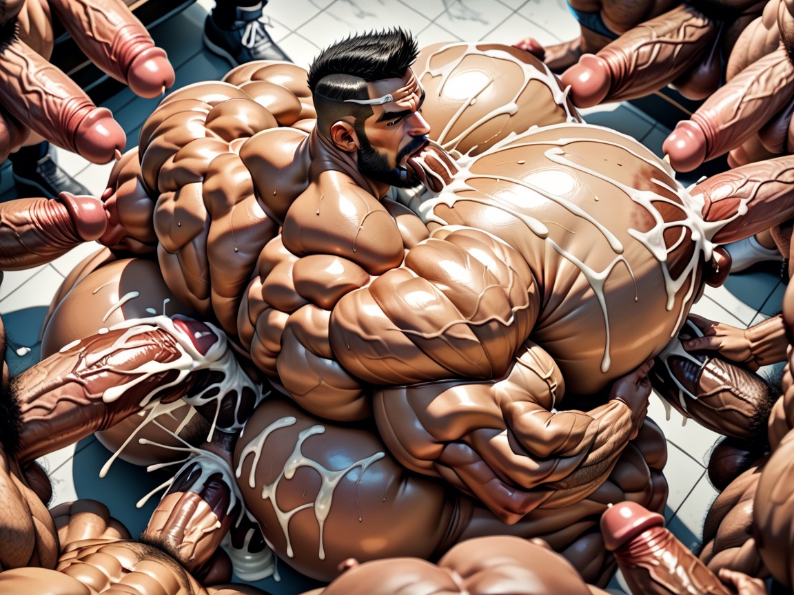 Close Up, Tongue Out, Massive Muscles AI Gay Porn