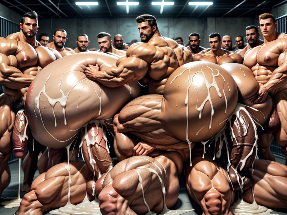 Thick, Rough Chiseled Tough Looking Transmen, Hyper Breasts AI Gay Porn
