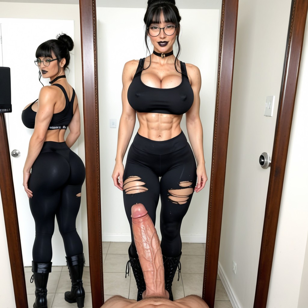 Huge Cock, Exaggerated Waist, Pantalones De Yoga Porno IA