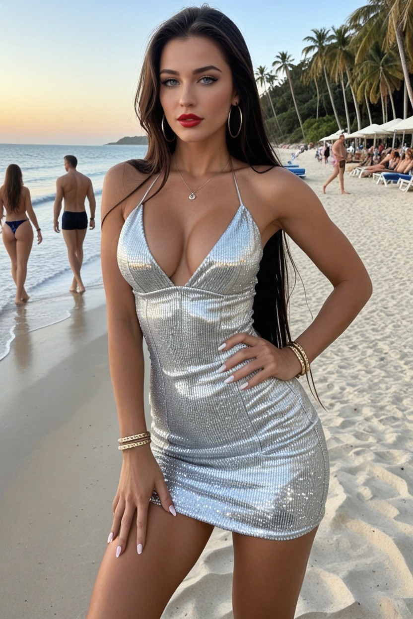 Photorealism, Night, Visible Gap Between Her Thighs AI Porn