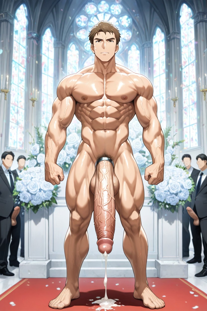 Front View, Naked, Muscular Body AI Gay Porn