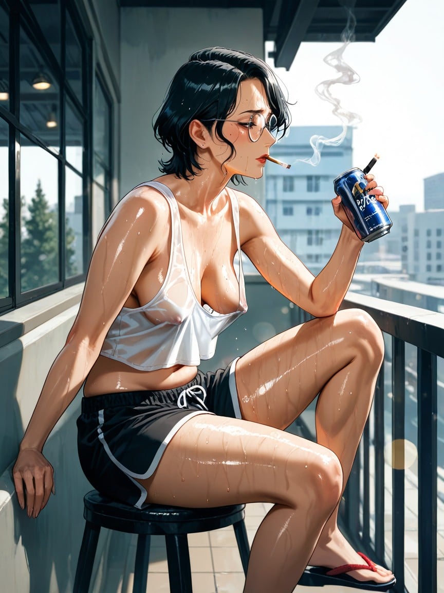 Sweat Dripping, Apartement Building View, Svelte Hentai AI Porn