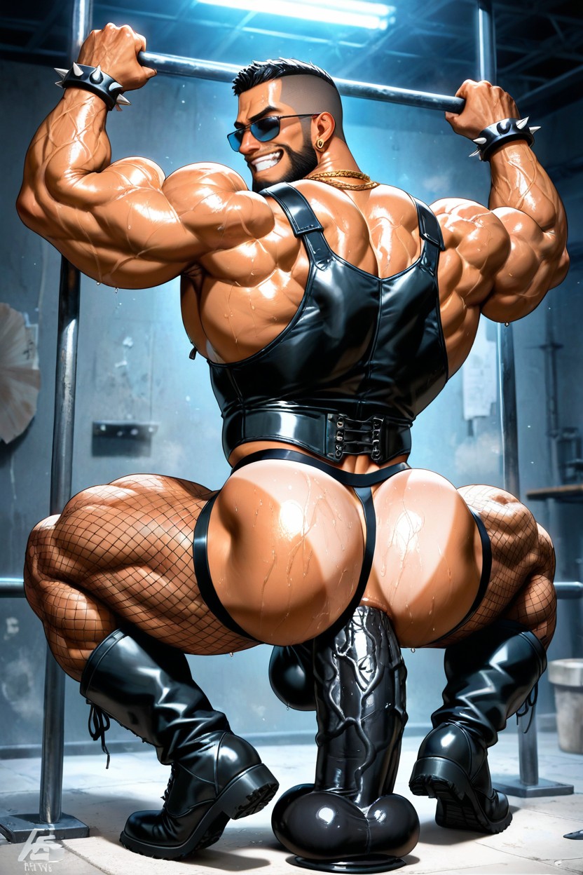 Military Boots, Smiling Mouth Open, Bodybuilder AI Gay Porn