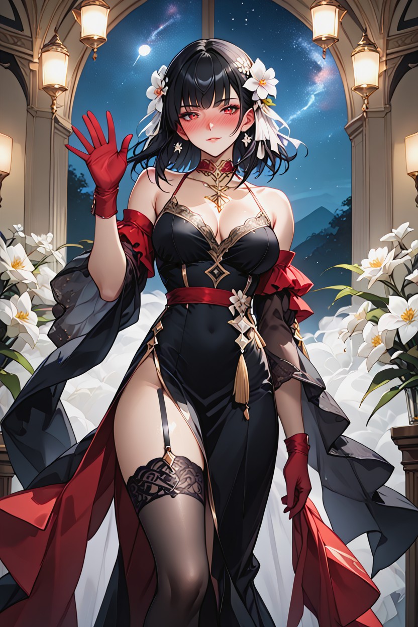 Dimly Lit, Detailed Eyes, Waving At Viewer Hentai AI Porn