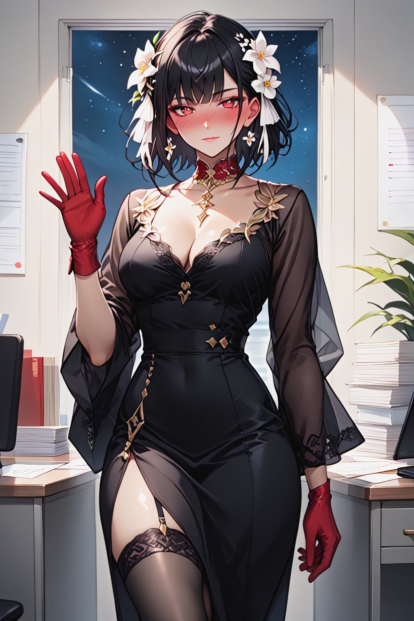 25+, Gold Choker With A Ruby, Gold Accessories Hentai AI Porn