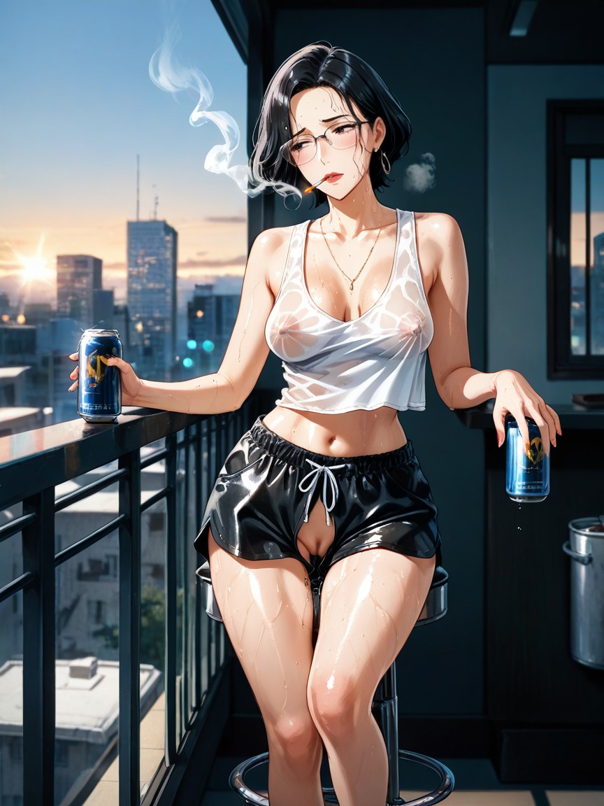 Clamshell Pussy, Side View, Extremely Sweaty Hentai AI Porn