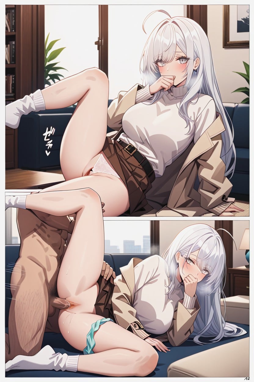 Side View, Full Body, Brown Skirt Hentai AI Porn