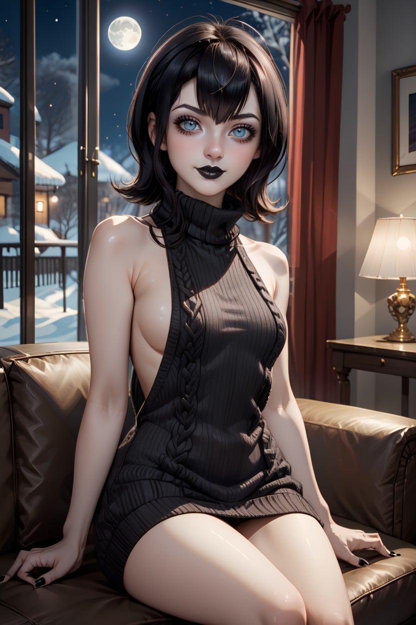One Person, Anatomically Correct Fingers, Distant Full Moon Hentai AI Porn