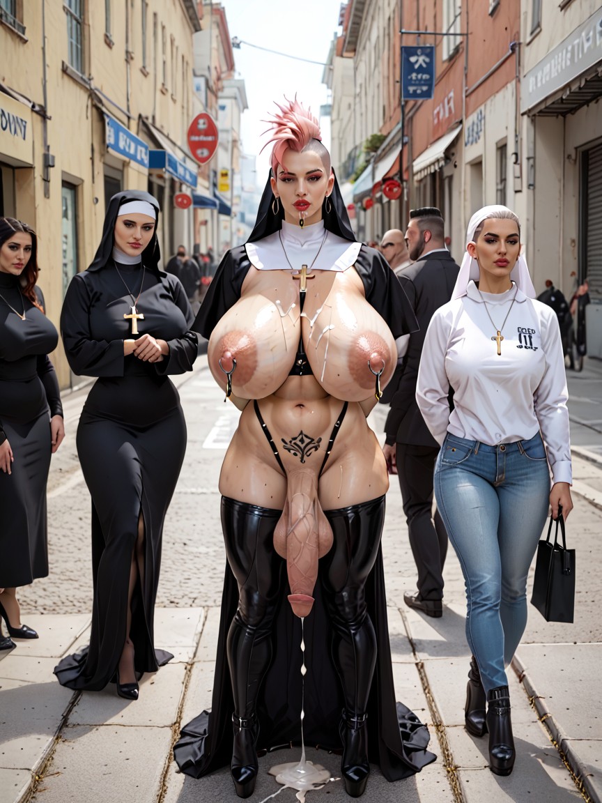 Highly Detailed Flaccid Dick, Sagging Balls, Nude Shemale AI Porn
