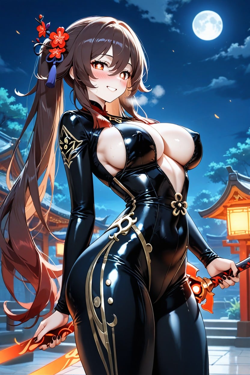 Exposed Breast, Horny Face, Swings A Sword Hentai AI Porn