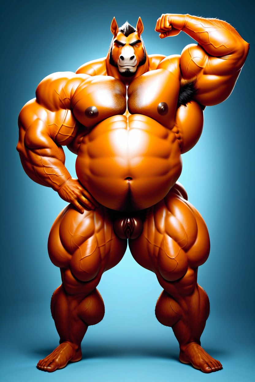 Natural Breast, Handsome Face, Steroids Furry AI Porn