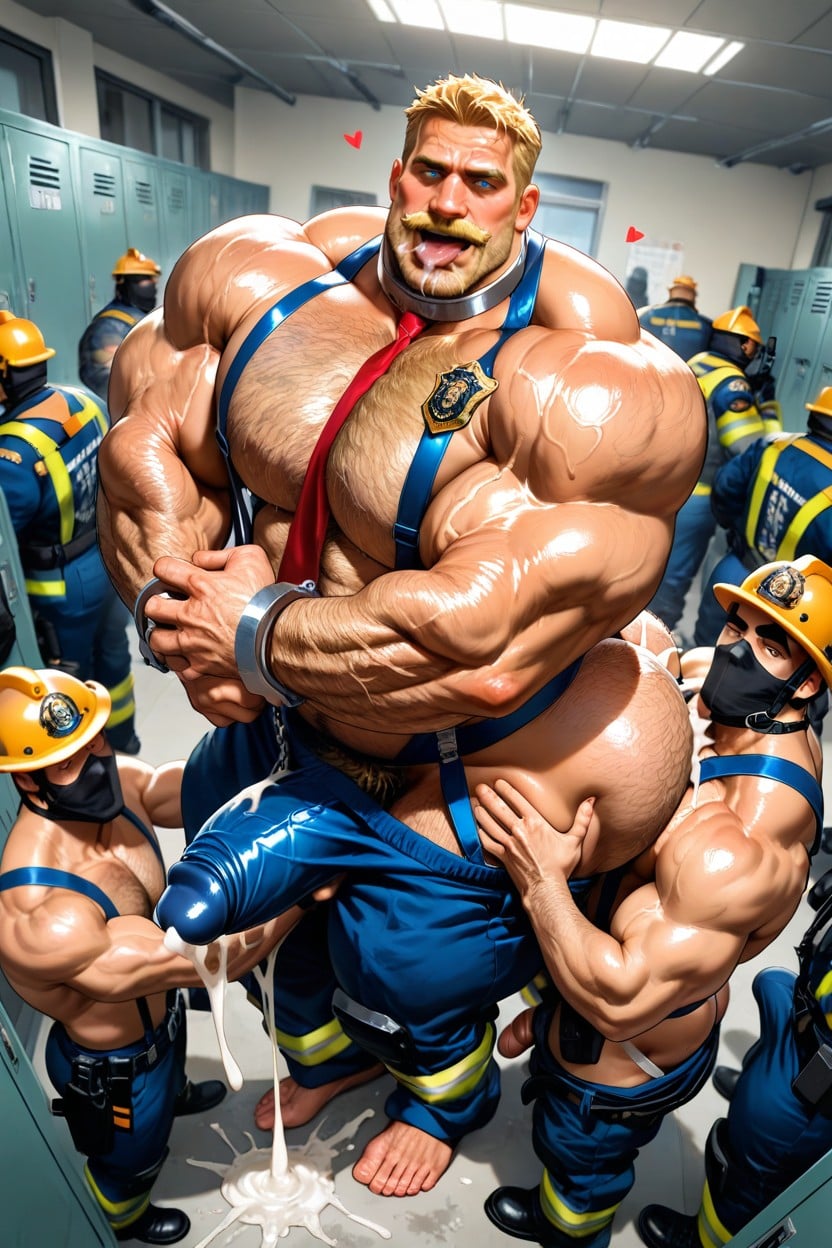 Blue Realistic Eyes, Metal Collar With Chain, -foot Tall Firefighter Fucking Daddy Firefighter Porno IA Gay