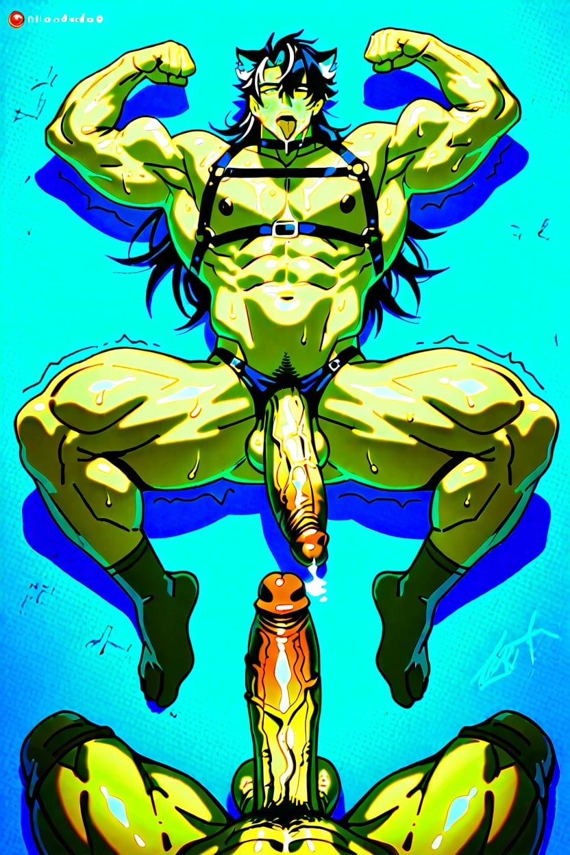 Veiny, Neuvillette Long White Hair With Blue Streaks Flowing Wildly, Dramatic Warm Golden Rim Lighting Porno IA Gay