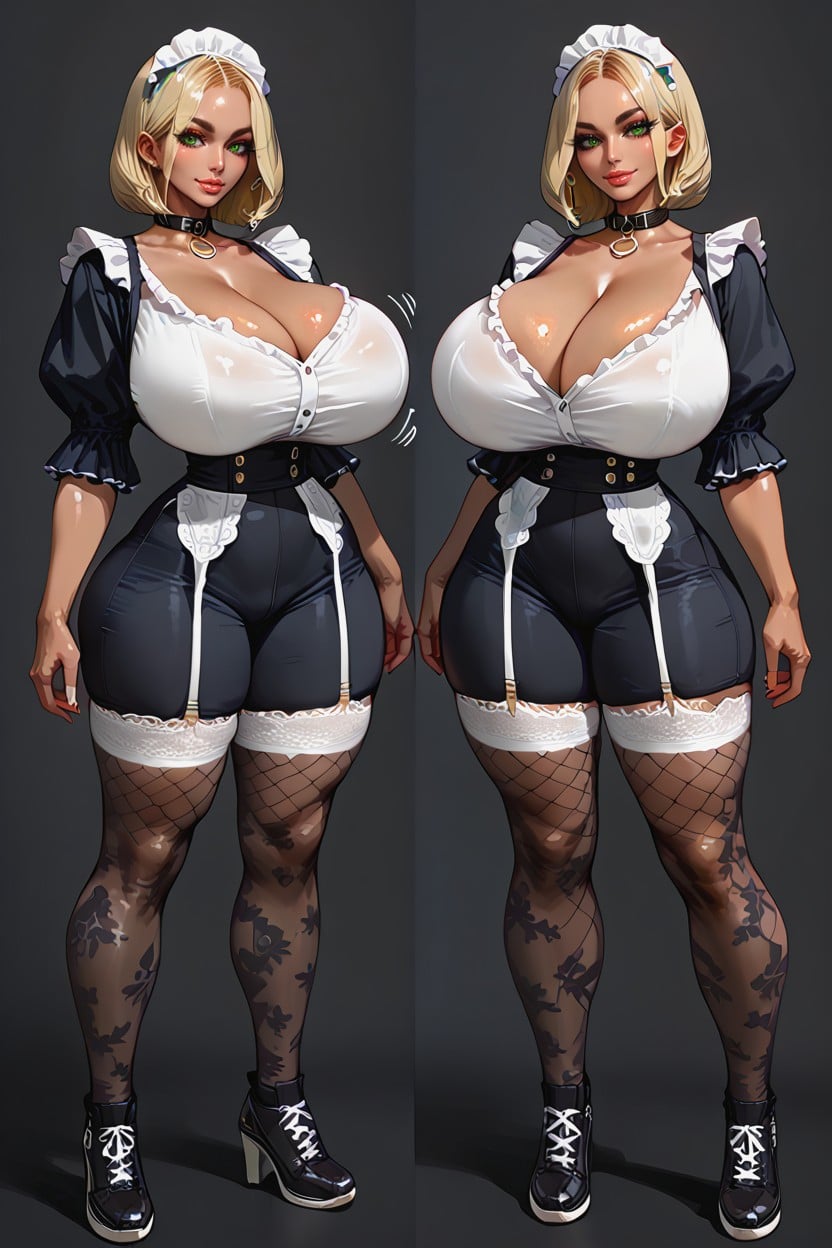 Blonde, Extremely Wide Open Eyes, Sexy Smirk AI Porn