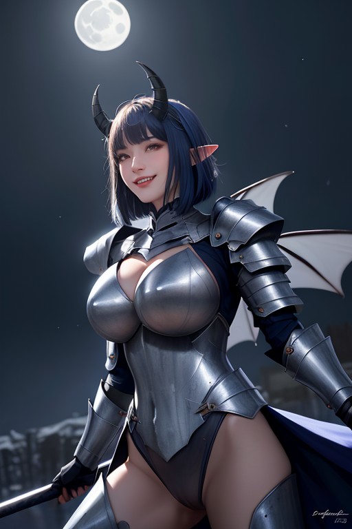 Dark Night, Malicious Smile, View From Below AI Porn