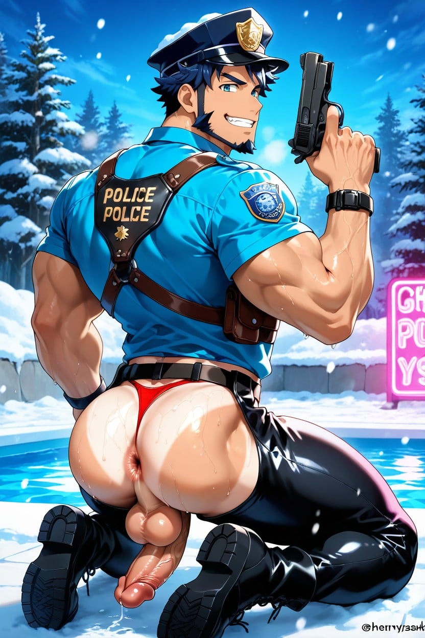 Snow, Dark Blue Hair, Exposing Anus Porno IA Gay