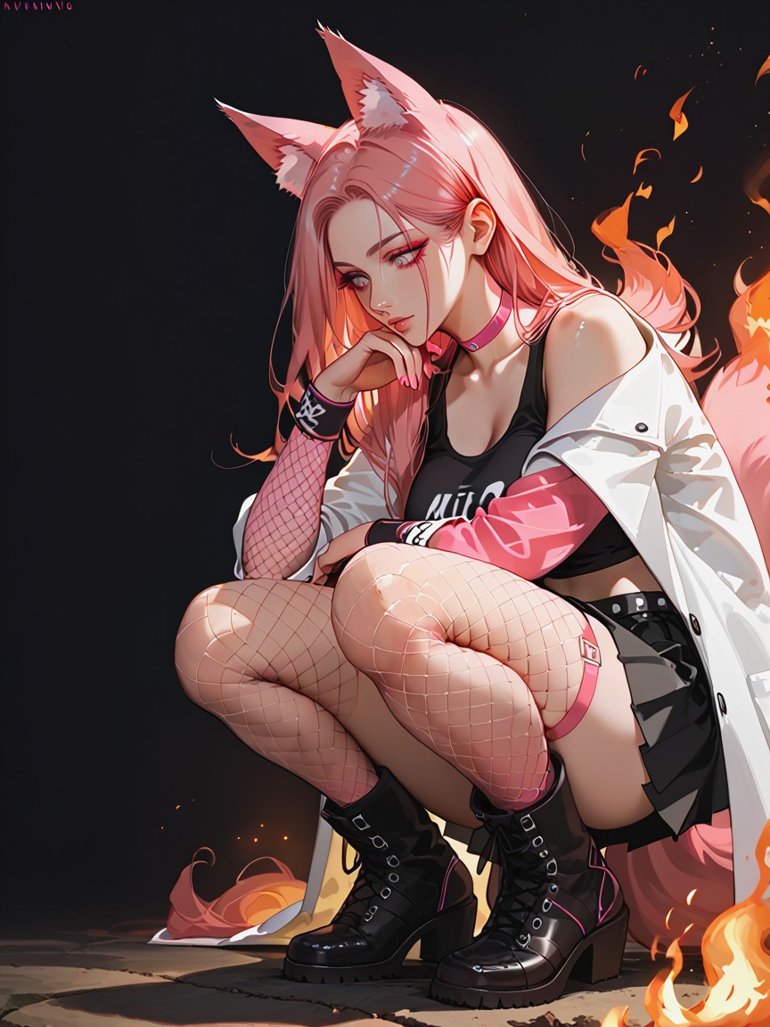 Very Aesthetic, Wristbands, Fishnet Thighs Hentai AI Porn