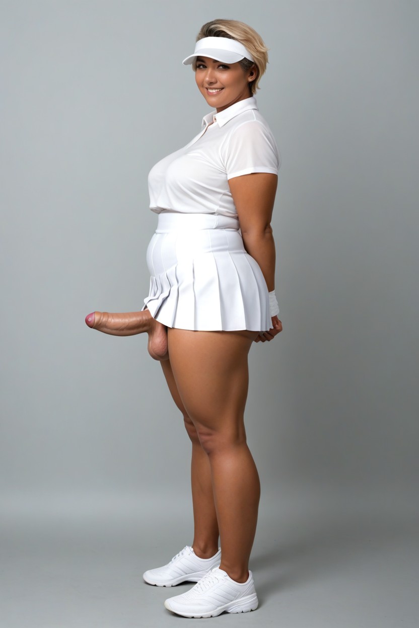 White Tennis Shoes, Large Ass, Plain White Background Shemale AI Porn