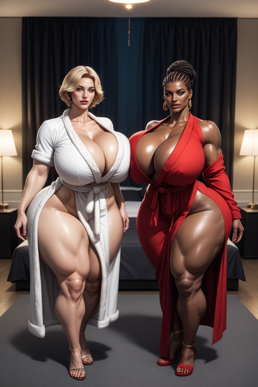 25+, 2 People, Straight Haired Black Woman AI Porn