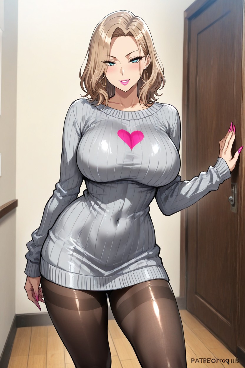 Skinny, Sweater Dress, 18+ Hentai AI Porn