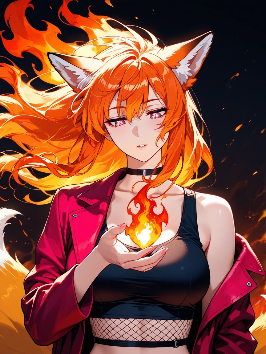Clothes On Fire, Flame, Side View Hentai AI Porn