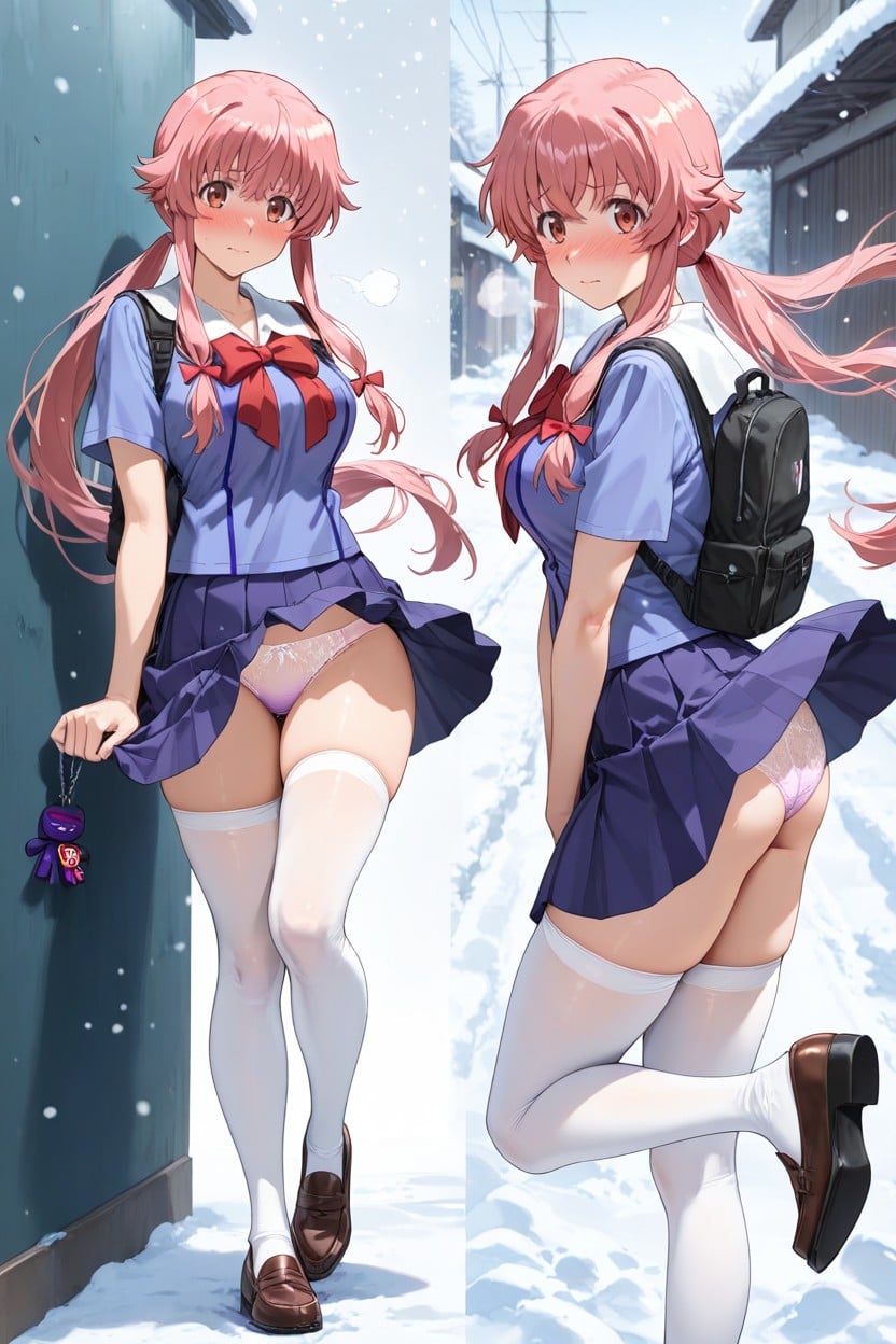 Standing, Panties Visible, Thighhighs Hentai AI Porn