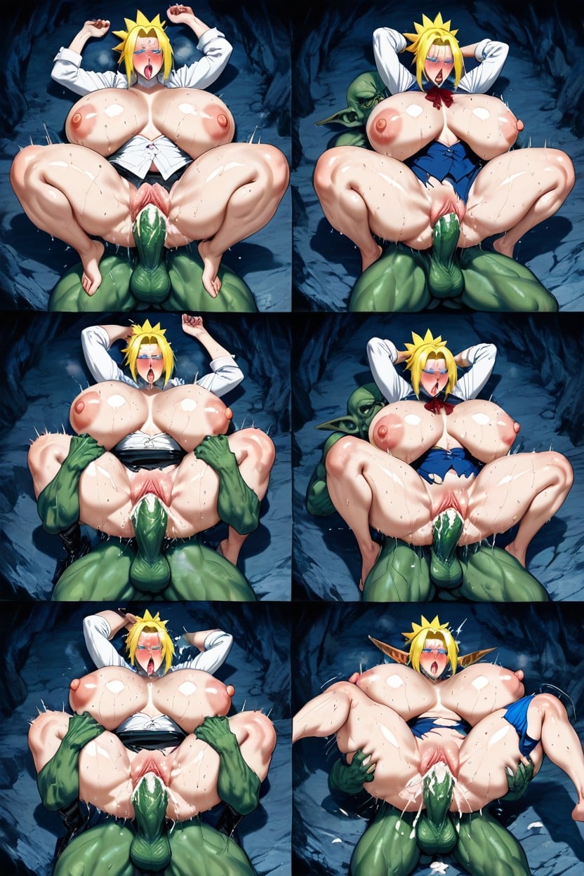 Breast, She Is Lying Down On Top Of The Ugly Goblin, Anime Style Hentai AI Porn