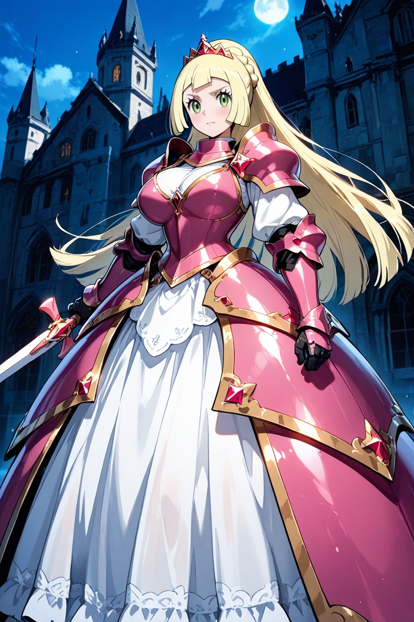 Armored, Castle Background, Gigantic Armor Skirt AI Porn
