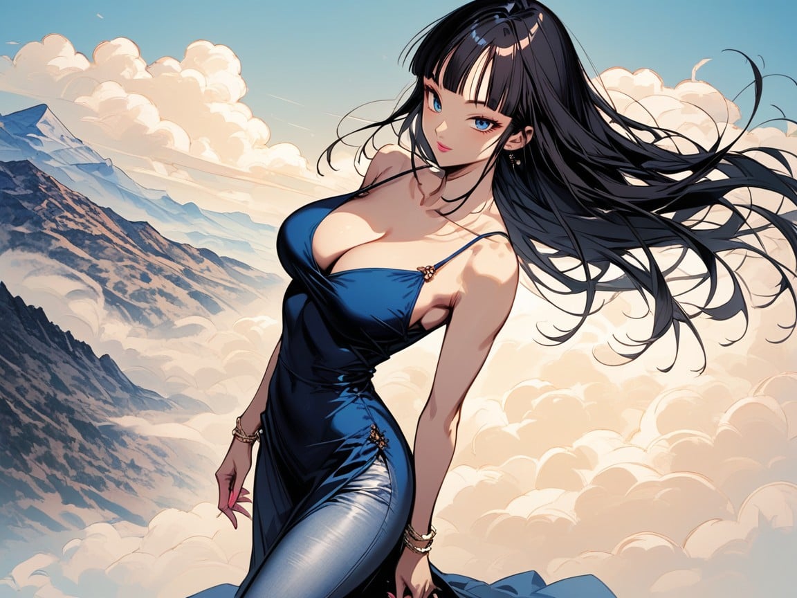 Black Hair, Perfect Tits, Detailed Face Hentai AI Porn
