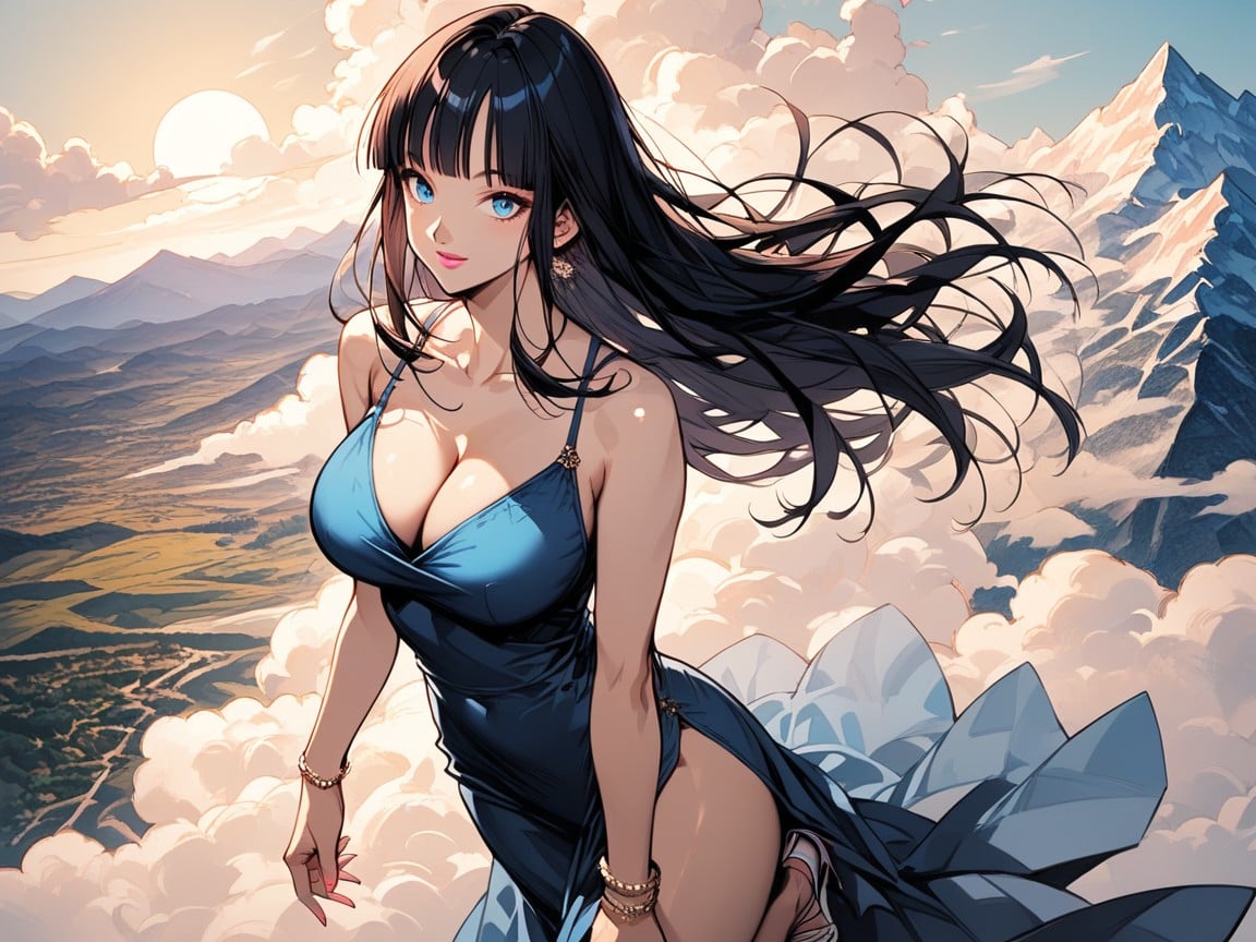 Tanned Skin, Detailed Hair, Clouds Hentai AI Porn