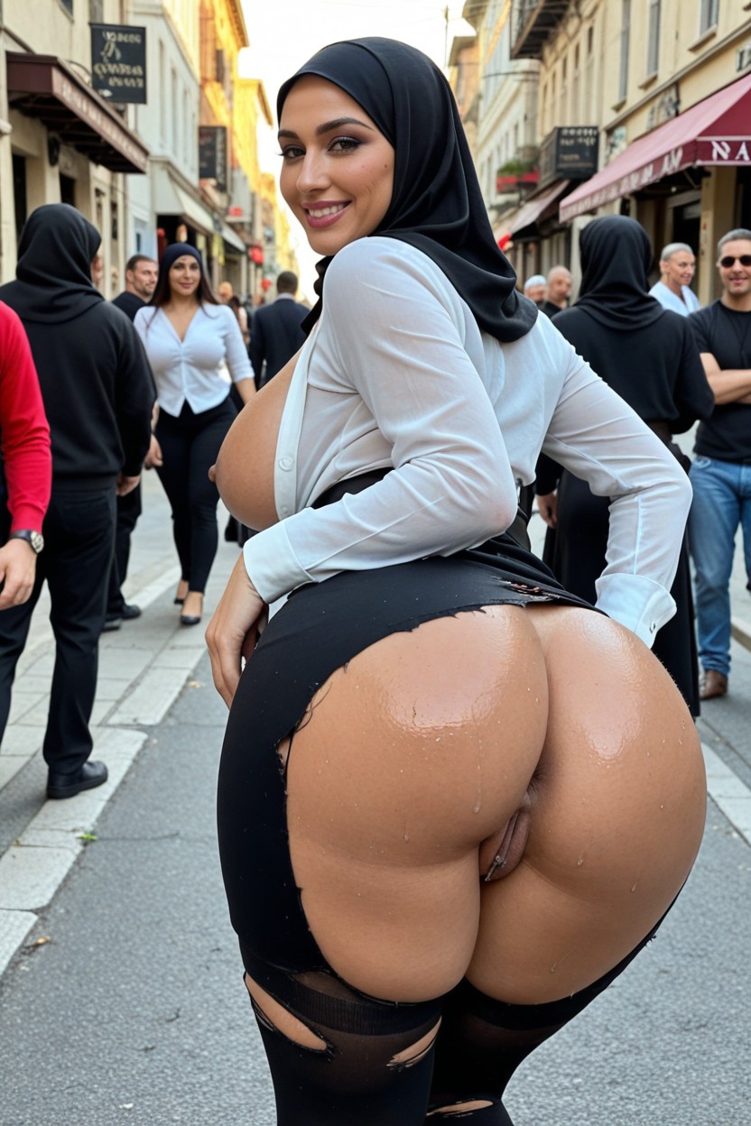 Gran Angular, Black Hijab, Cuerpo Completo Porno IA